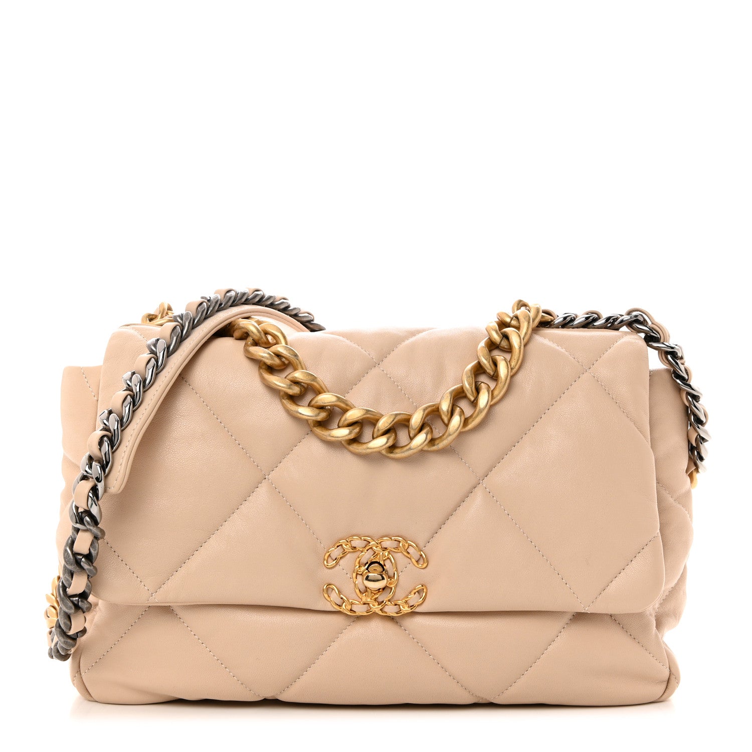 Chanel Goatskin Quilted Large Chanel 19 Flap Beige 1 of 10