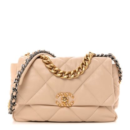 Chanel Goatskin Quilted Large Chanel 19 Flap Beige 1 of 10