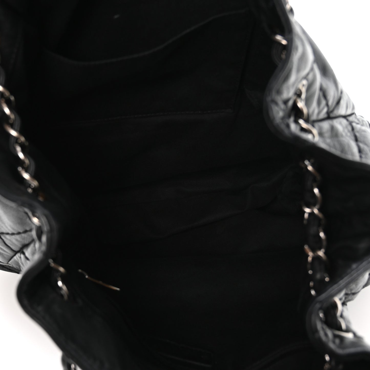 Lambskin Stitched Expandable Tote Black