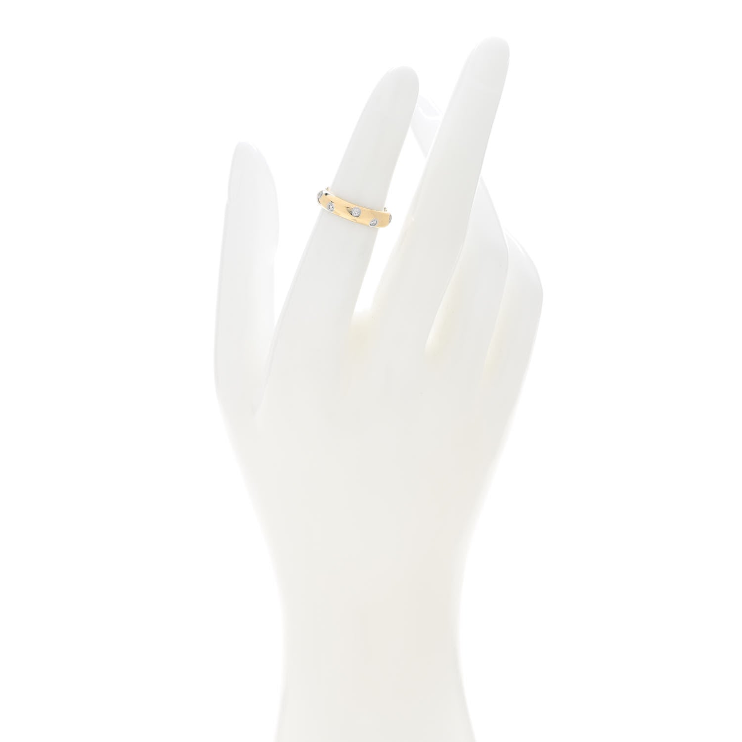 Tiffany 18K Yellow Gold Platinum Diamond 4mm Etoile Band Ring 47 4 2 of 7