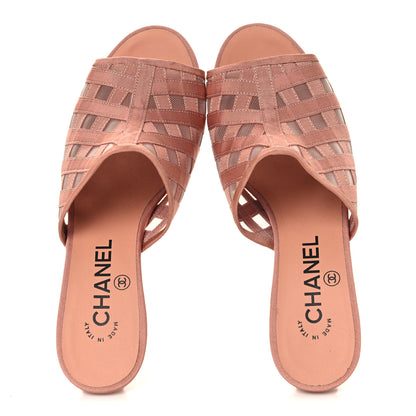 Chanel Mesh Grosgrain CC Mules Pink 37 2 of 9