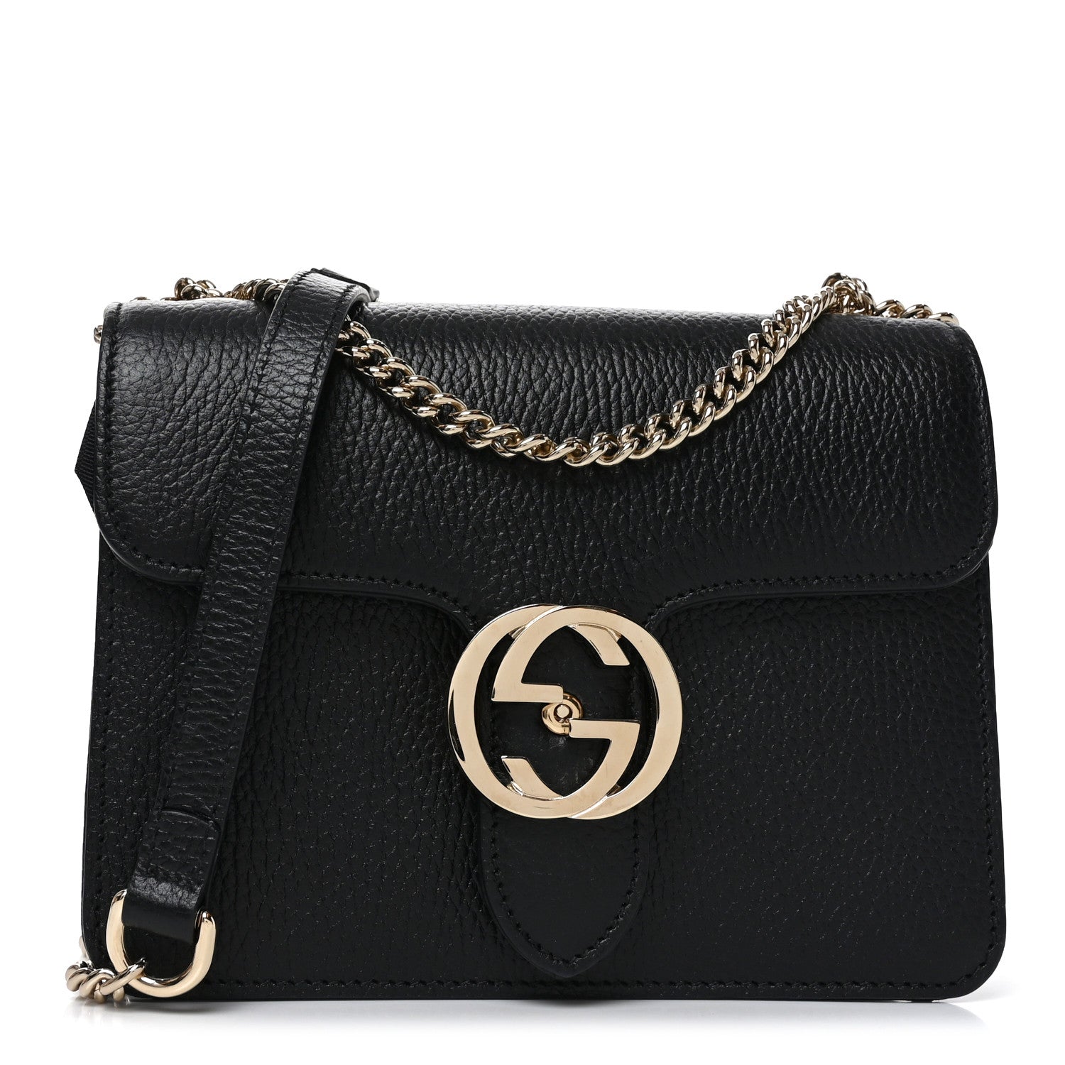 Gucci Dollar Calfskin Small Interlocking G Shoulder Bag Black Black 1 of 10
