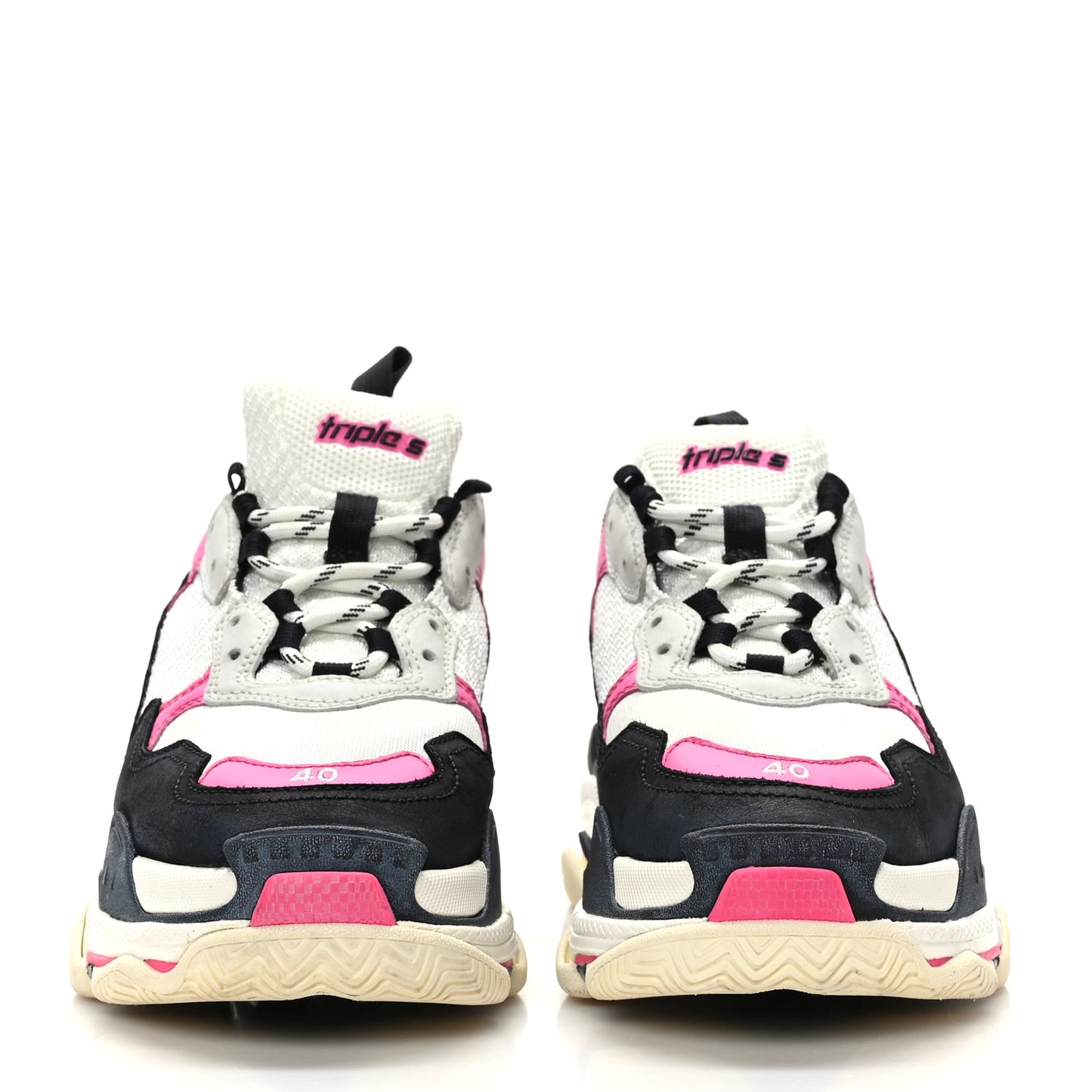 Fabric Mesh Womens Triple S Sneakers 40 Fluo Pink Grey White