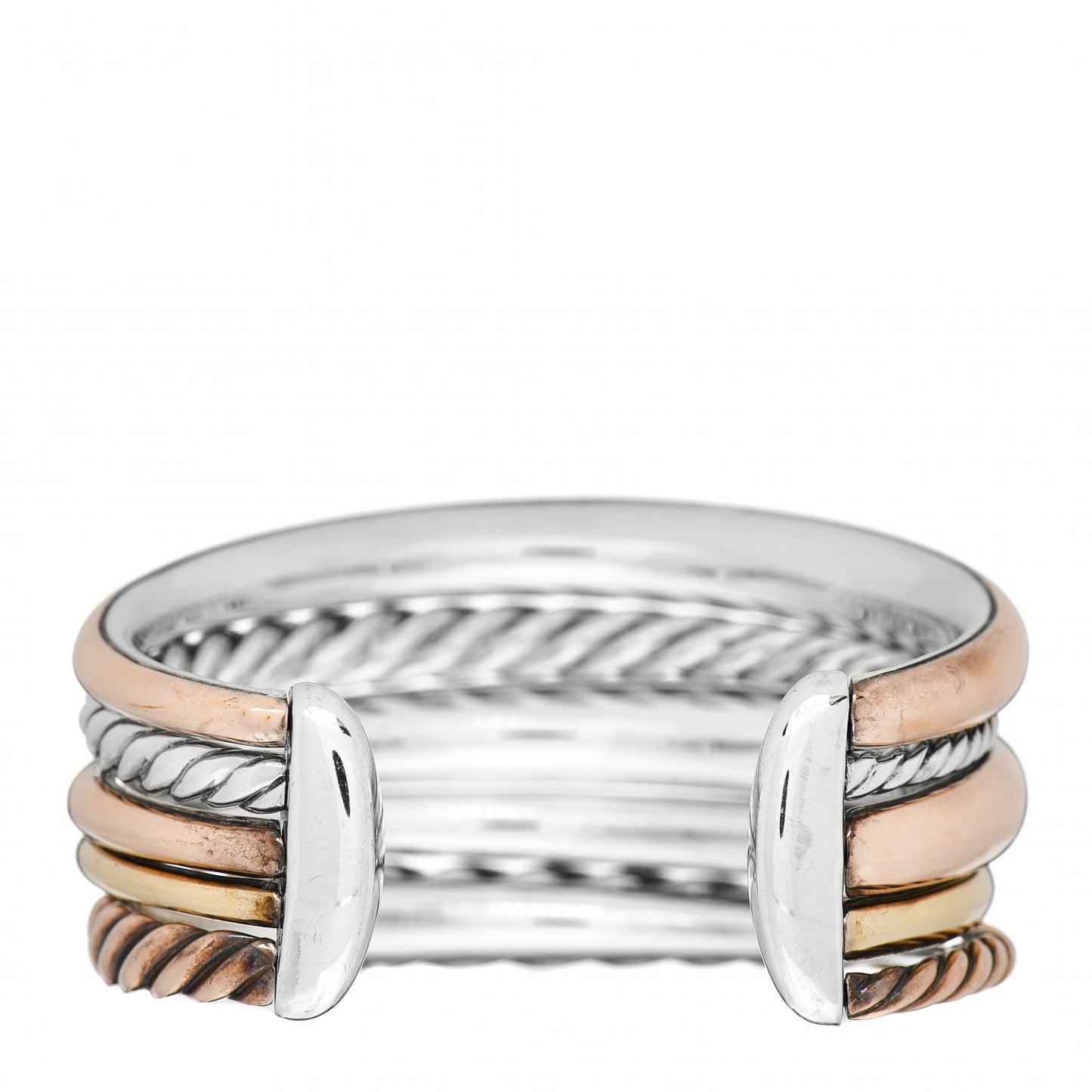 Sterling Silver Bronze Diamond Pure Form Bracelet