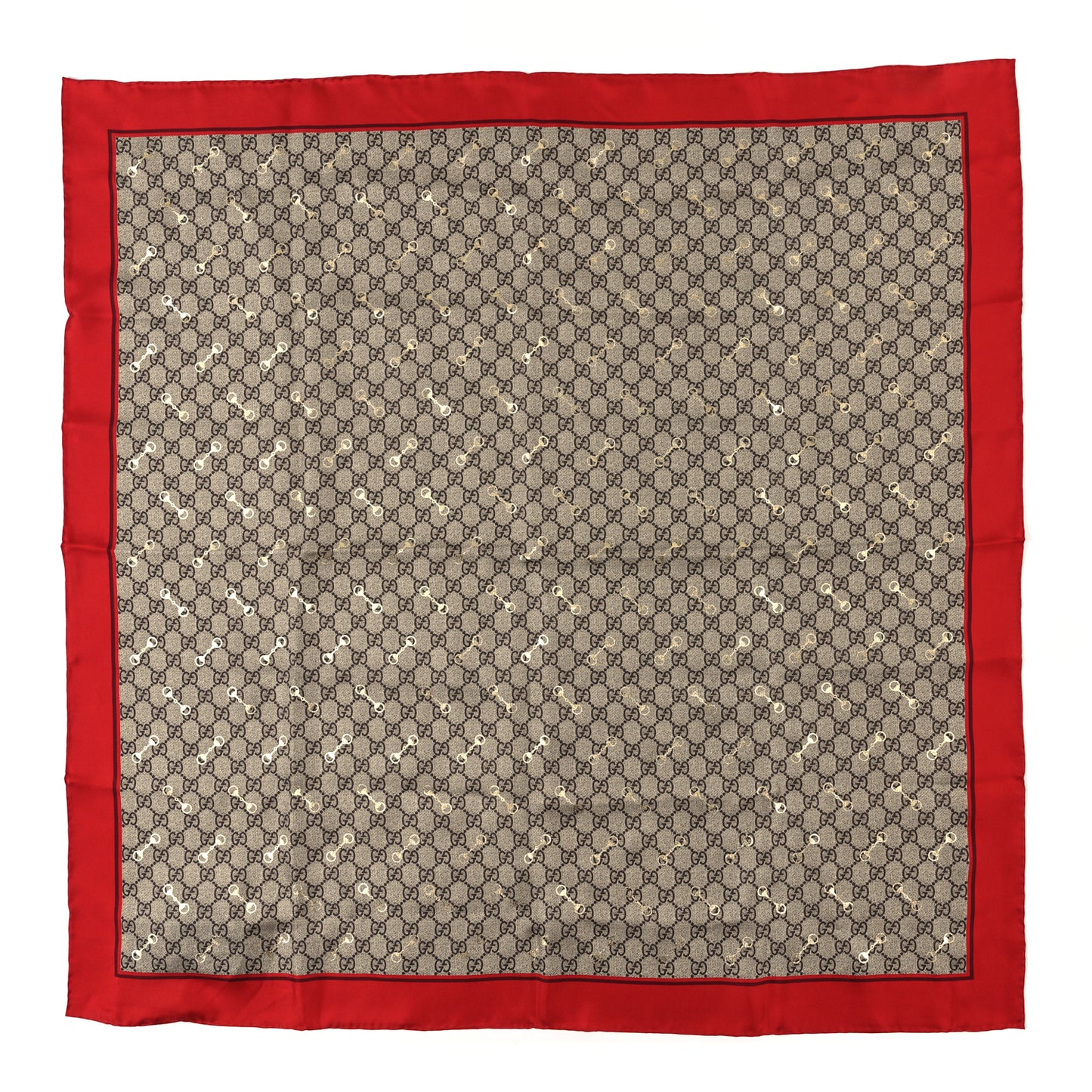 Modal Silk GG Monogram Big Gold Horsebit Fringe Shawl Red Gold