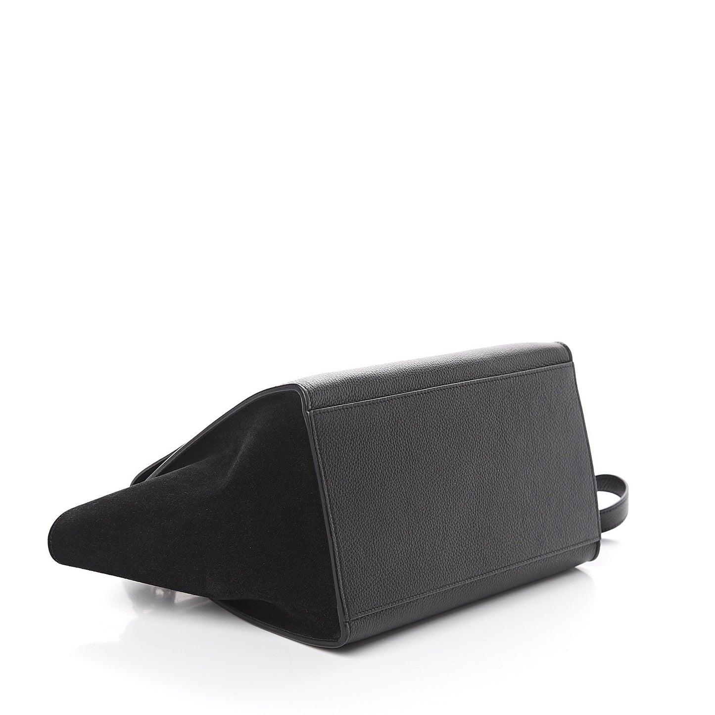 Drummed Calfskin Suede Small Trapeze Black