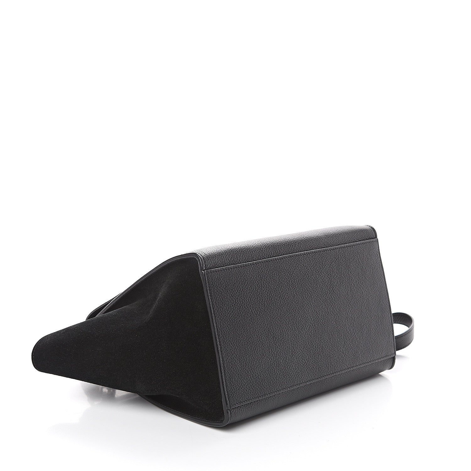 Celine Drummed Calfskin Suede Small Trapeze Black 3 of 7