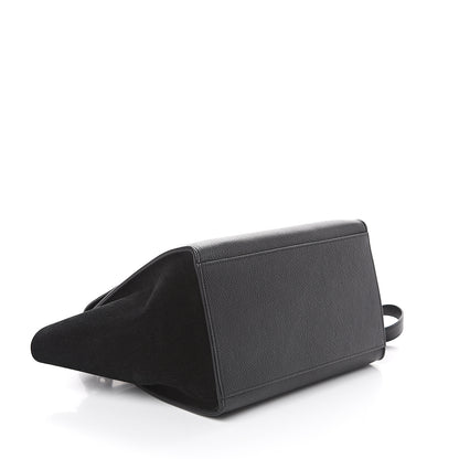 Celine Drummed Calfskin Suede Small Trapeze Black 3 of 7