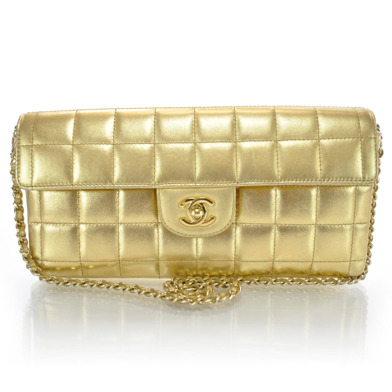 Chanel Lambskin East West Chocolate Bar Flap Gold 1 of 9