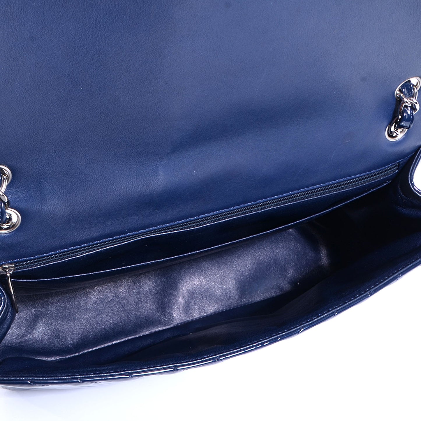 Patent Chevron Maxi Single Flap Dark Blue