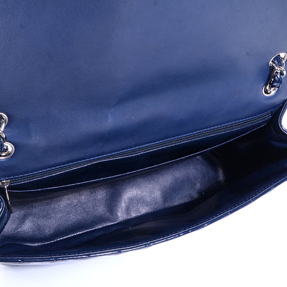 Chanel Patent Chevron Maxi Single Flap Dark Blue 5 of 8