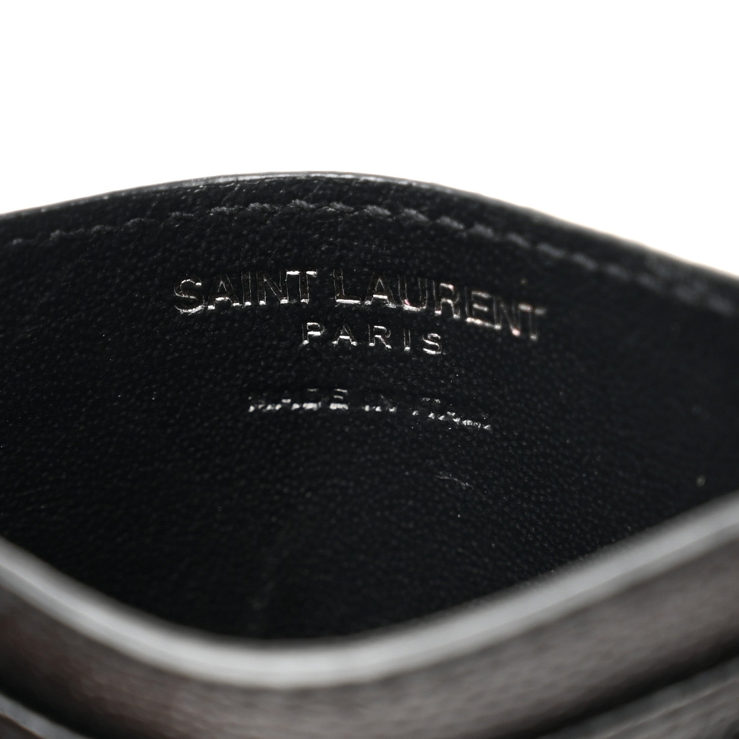 Saint Laurent Grain De Poudre Matelasse Chevron Monochrome Monogram Credit Card Case Black 6 of 8