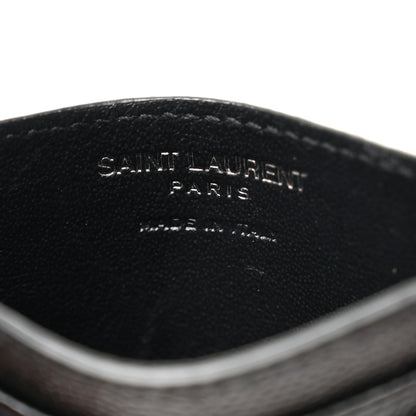 Saint Laurent Grain De Poudre Matelasse Chevron Monochrome Monogram Credit Card Case Black 6 of 8