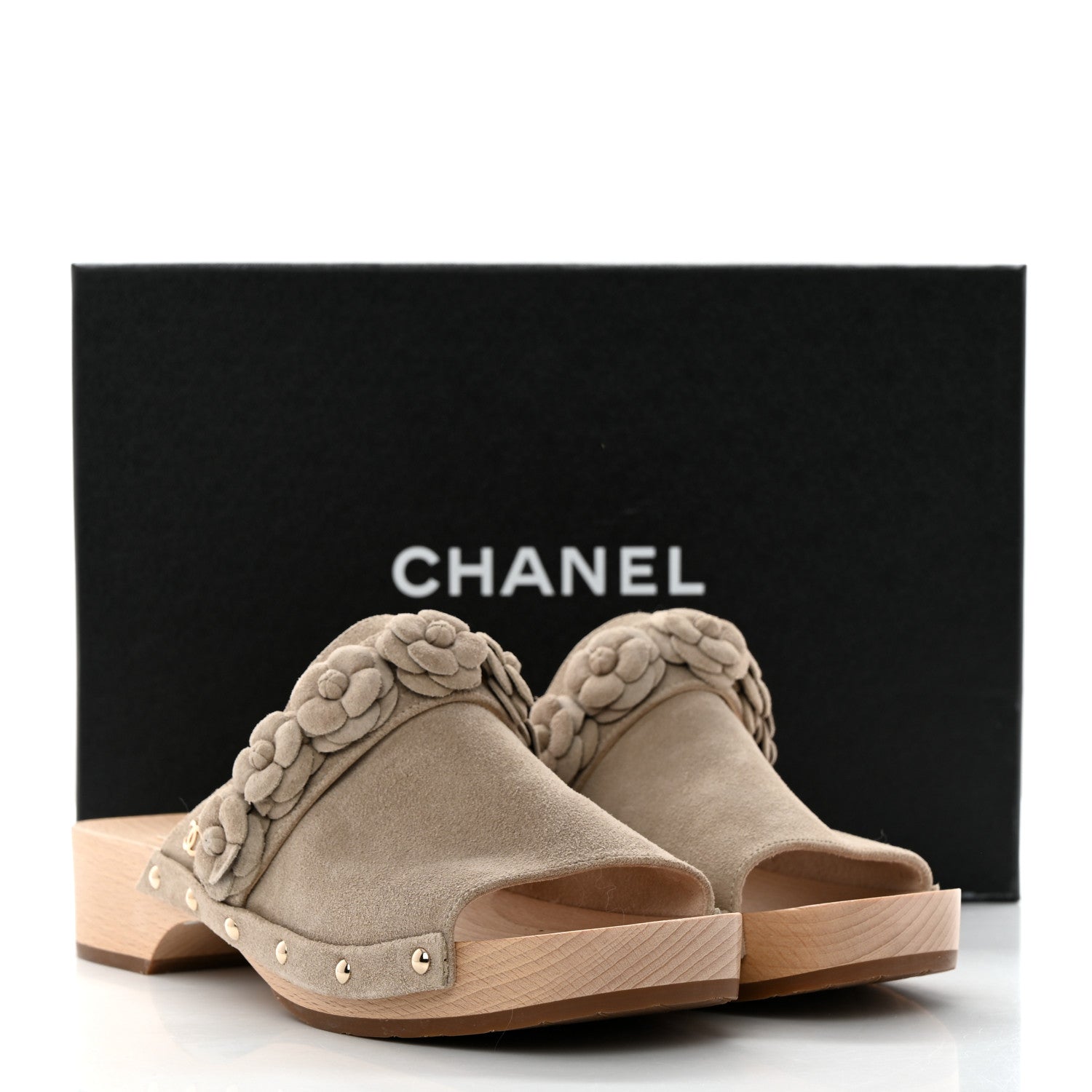 Chanel Suede Calfskin Camellia Mules 38 Beige 10 of 10