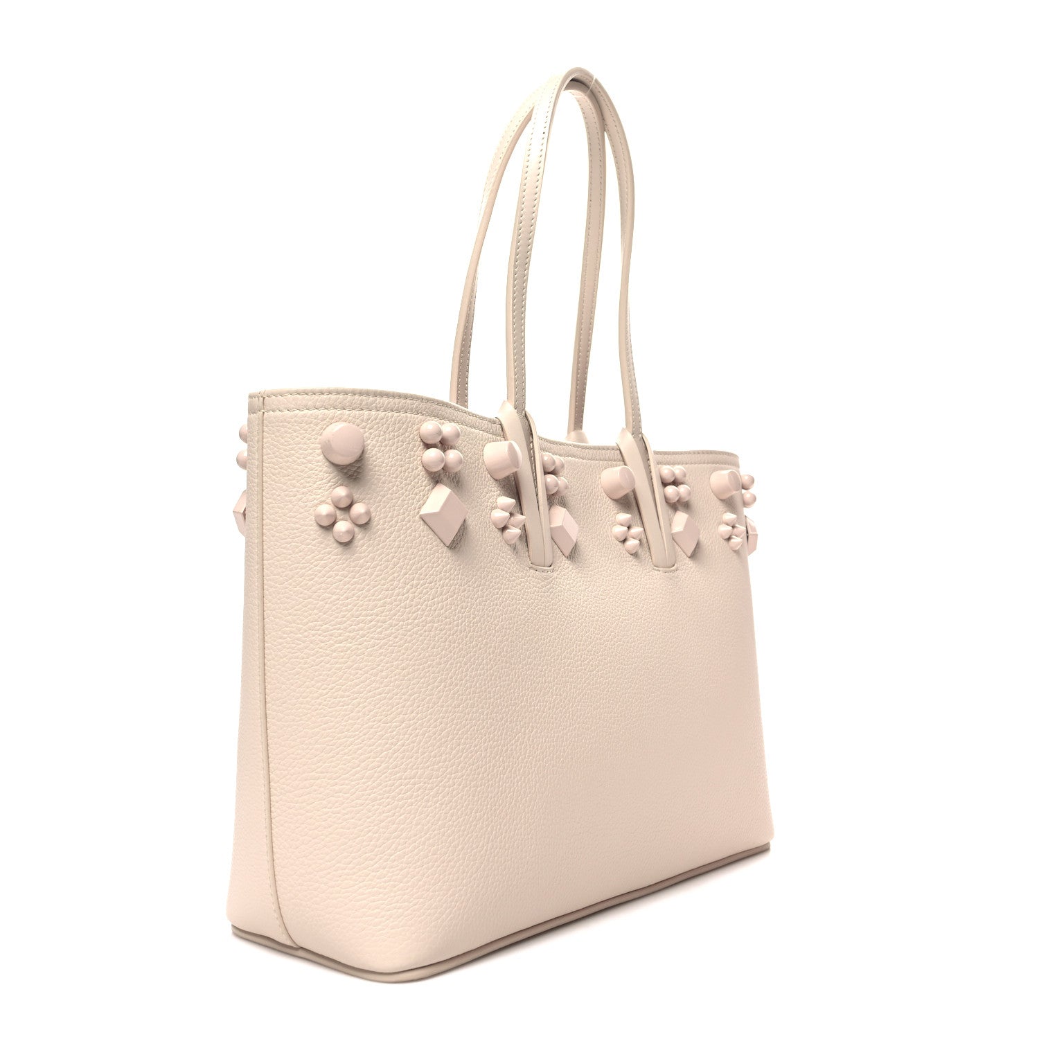 Christian Louboutin Calfskin Empire Spike Studded East West Cabata Tote Leche 4 of 15