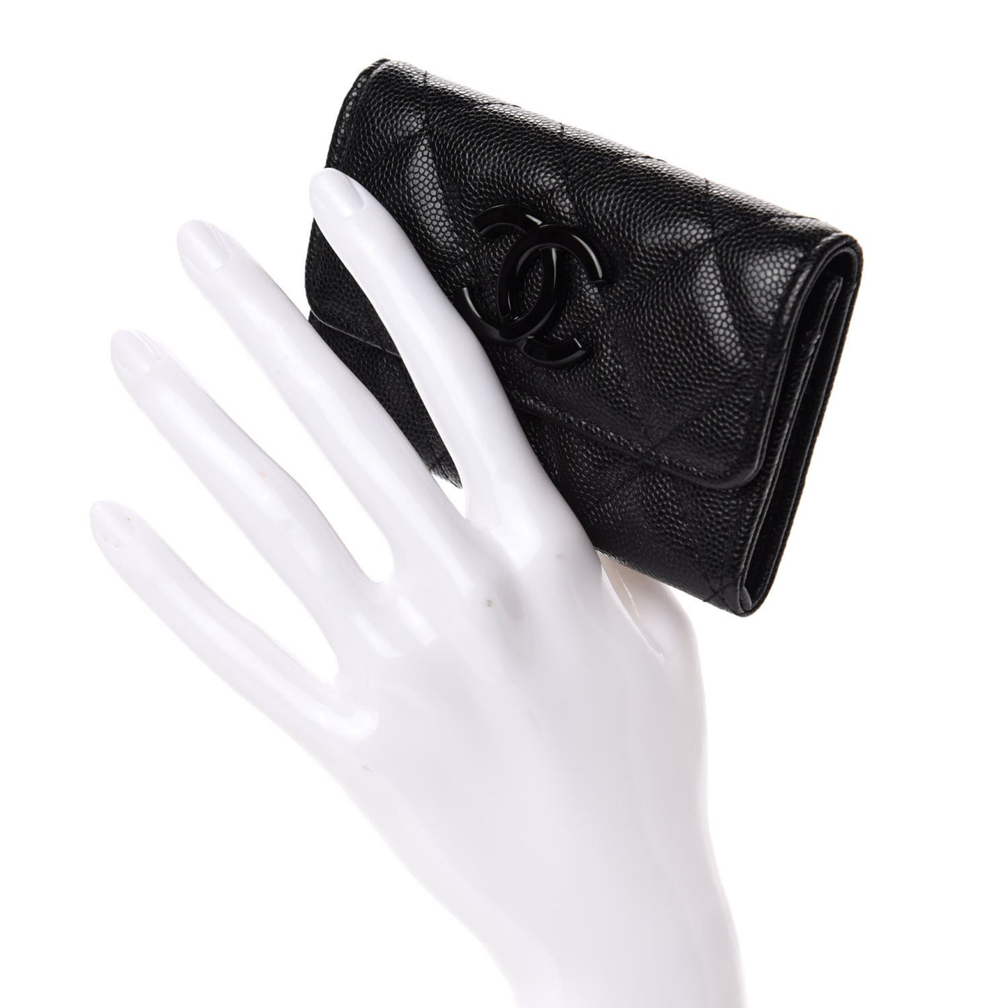 Caviar Quilted My Everything Flap Card Holder Black