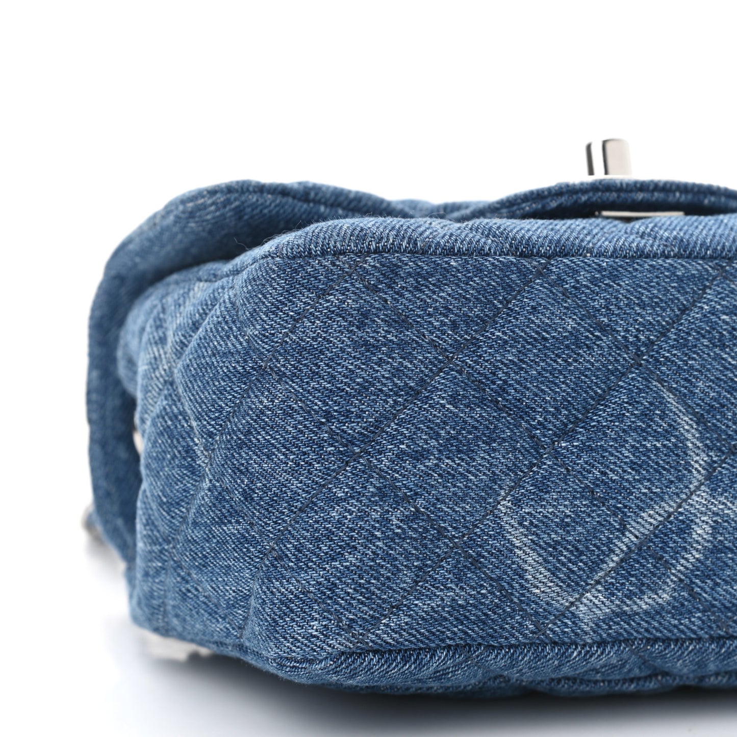 Denim CC Quilted Mini Square Flap Blue