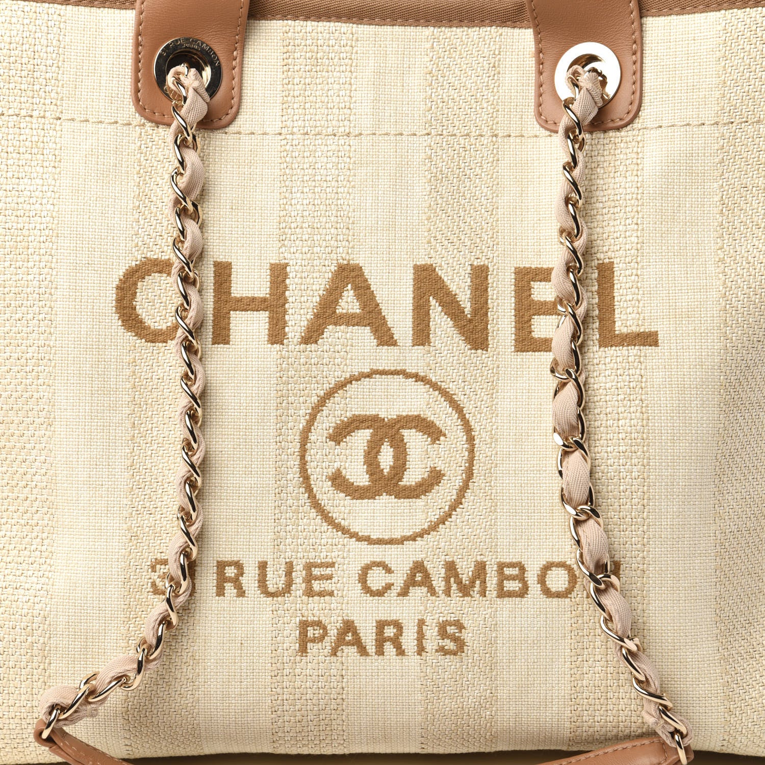 Chanel Mixed Fibers Striped Medium Deauville Tote Beige 10 of 10