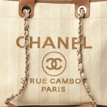Chanel Mixed Fibers Striped Medium Deauville Tote Beige 10 of 10