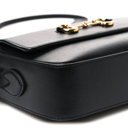Gucci Textured Calfskin Small Horsebit 1955 Shoulder Bag Black Black 9 of 11