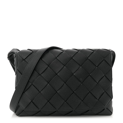 Bottega Veneta Grained Calfskin Intreccio Large Diago Crossbody Bag Black 1 of 11