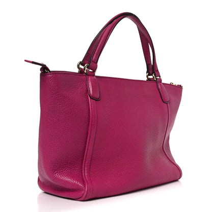 Gucci Pebbled Calfskin Small Soho Top Handle Bag Bright Bougainvillea 3 of 11