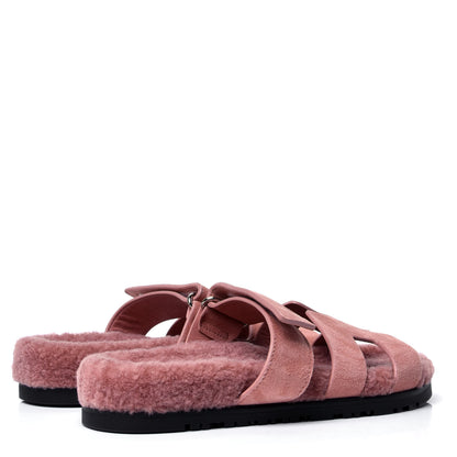 Hermes Suede Goatskin Woolskin Womens Chypre Sandals 36 Rose Aube 3 of 6