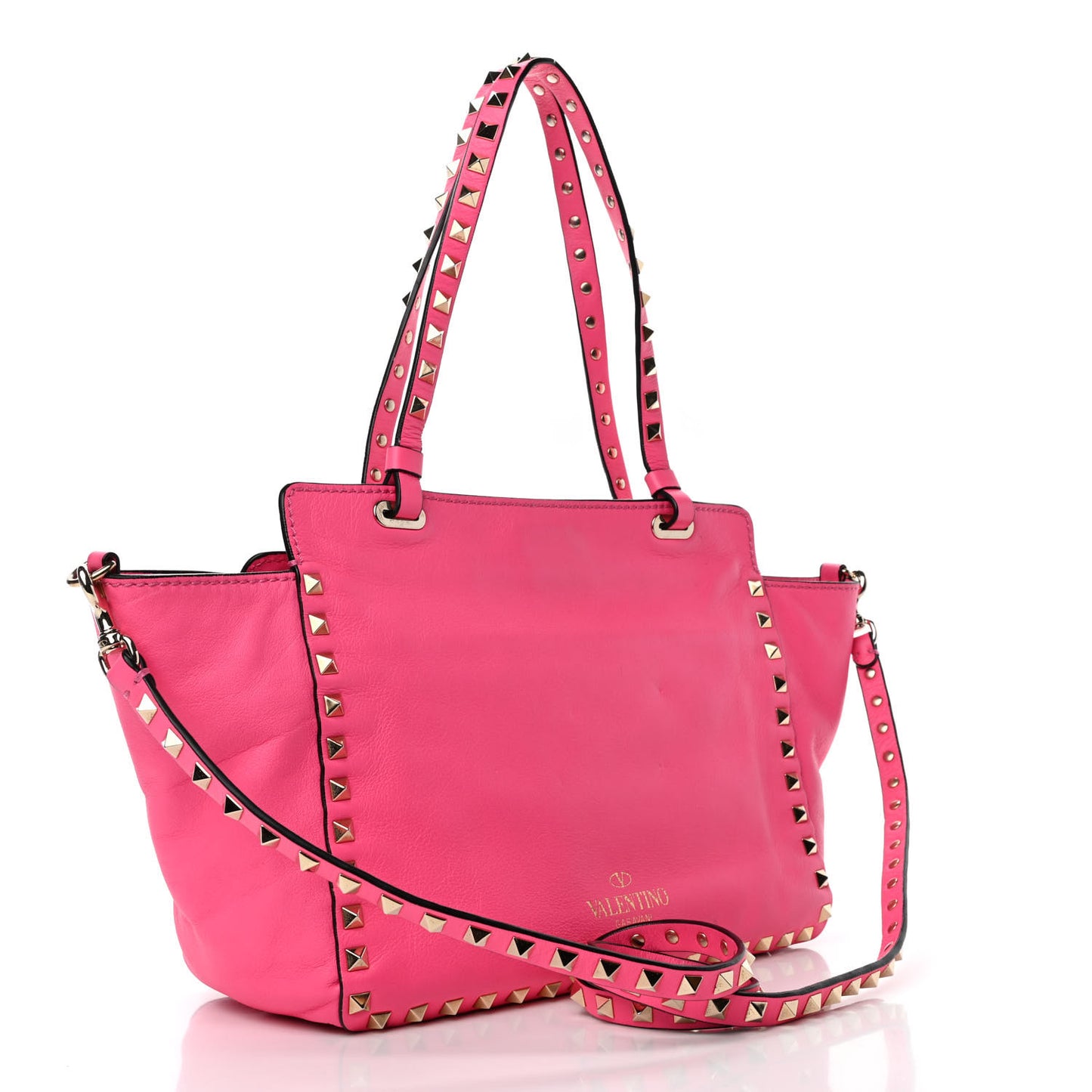 Vitello Small Rockstud Tote Fuxia Fluo