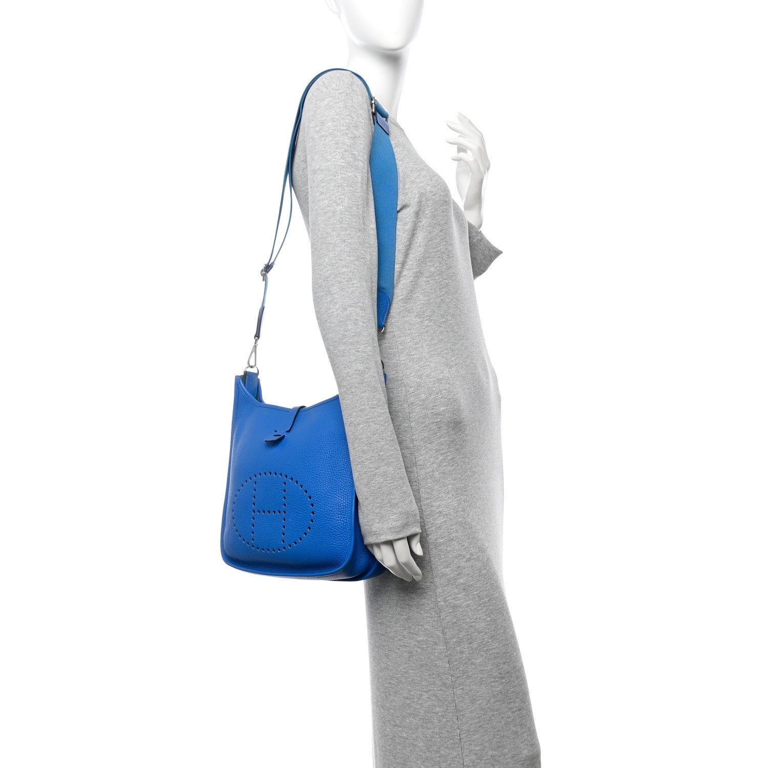 Hermes Taurillon Clemence EVELYNE III PM Bleu Hydra 2 of 14