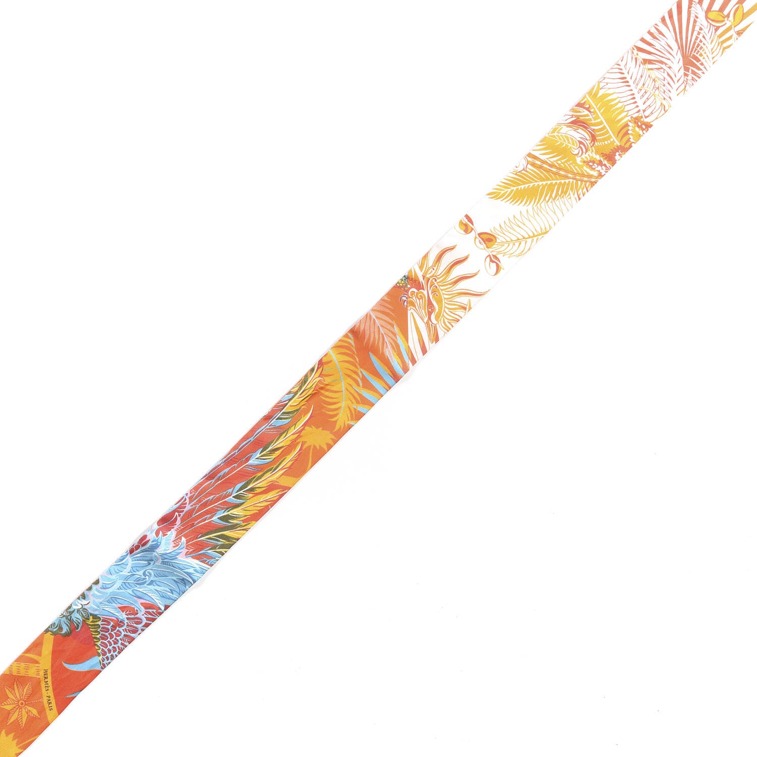 Hermes Silk Mythiques Phoenix Coloriages Twilly Blanc Orange Bleu 5 of 5