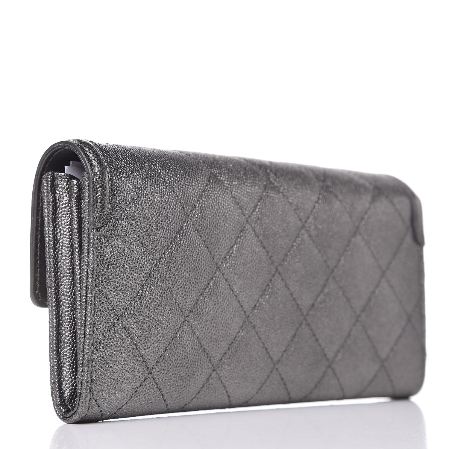 Chanel Metallic Caviar Filigree Flap Wallet Dark Silver 3 of 9