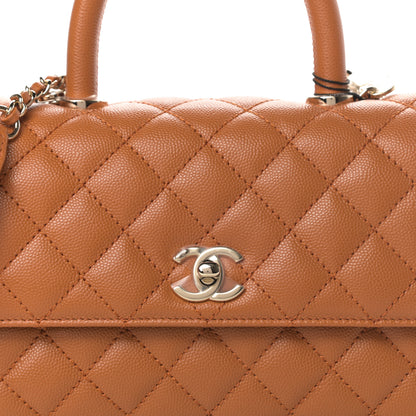 Chanel Caviar Quilted Mini Coco Handle Flap Light Brown 8 of 11