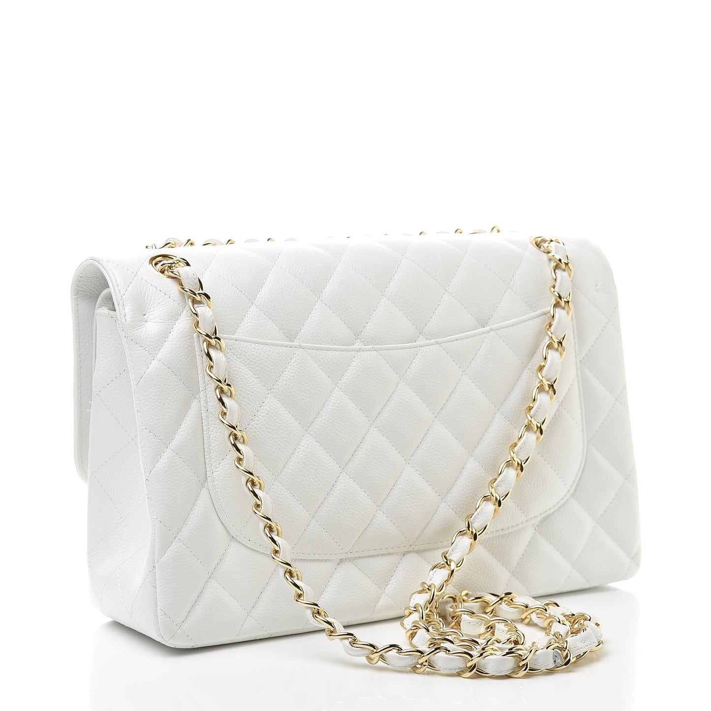 Caviar Quilted Jumbo Double Flap White