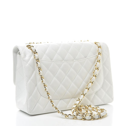 Chanel Caviar Quilted Jumbo Double Flap White 3 of 11