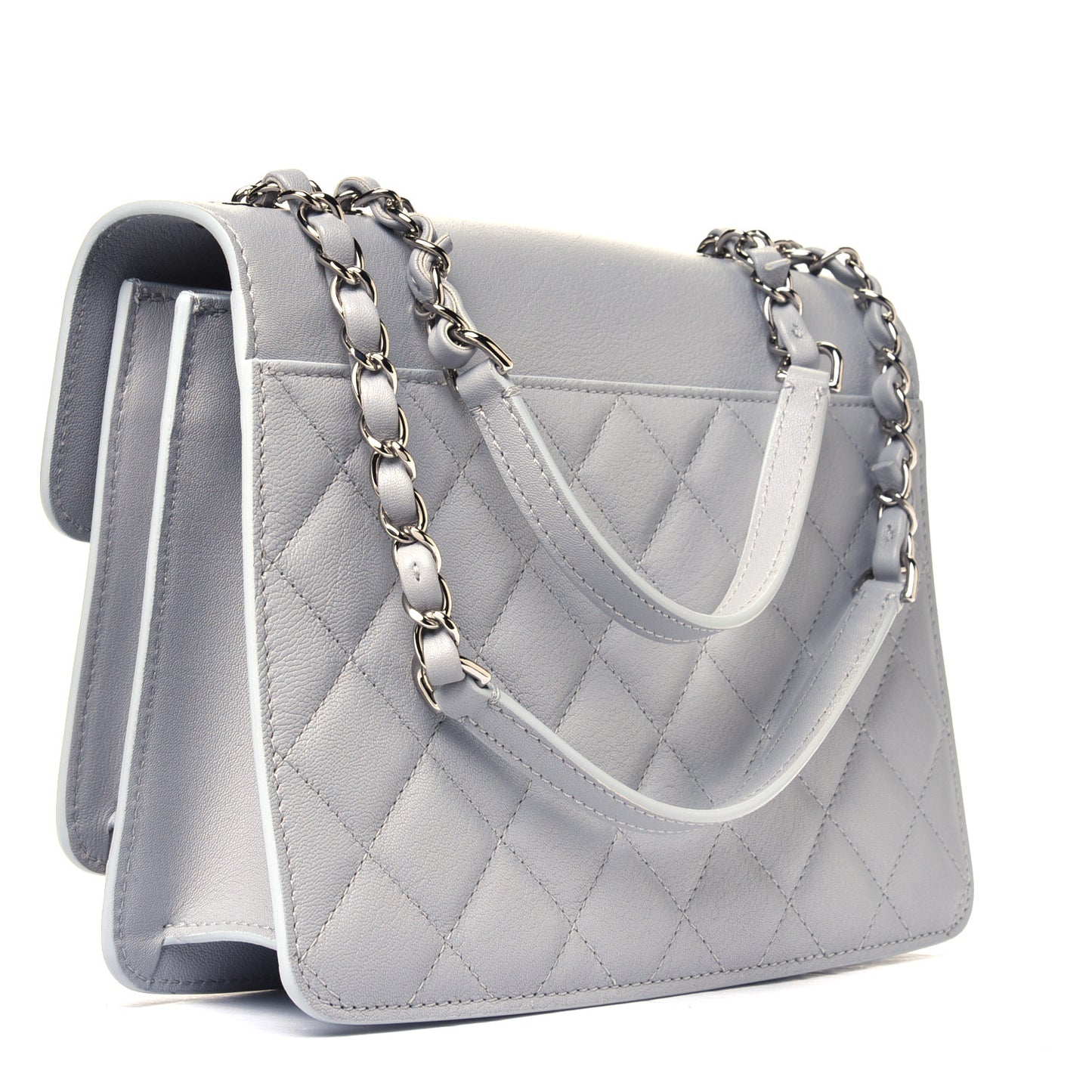 Lambskin Quilted Small CC Box Flap Grey
