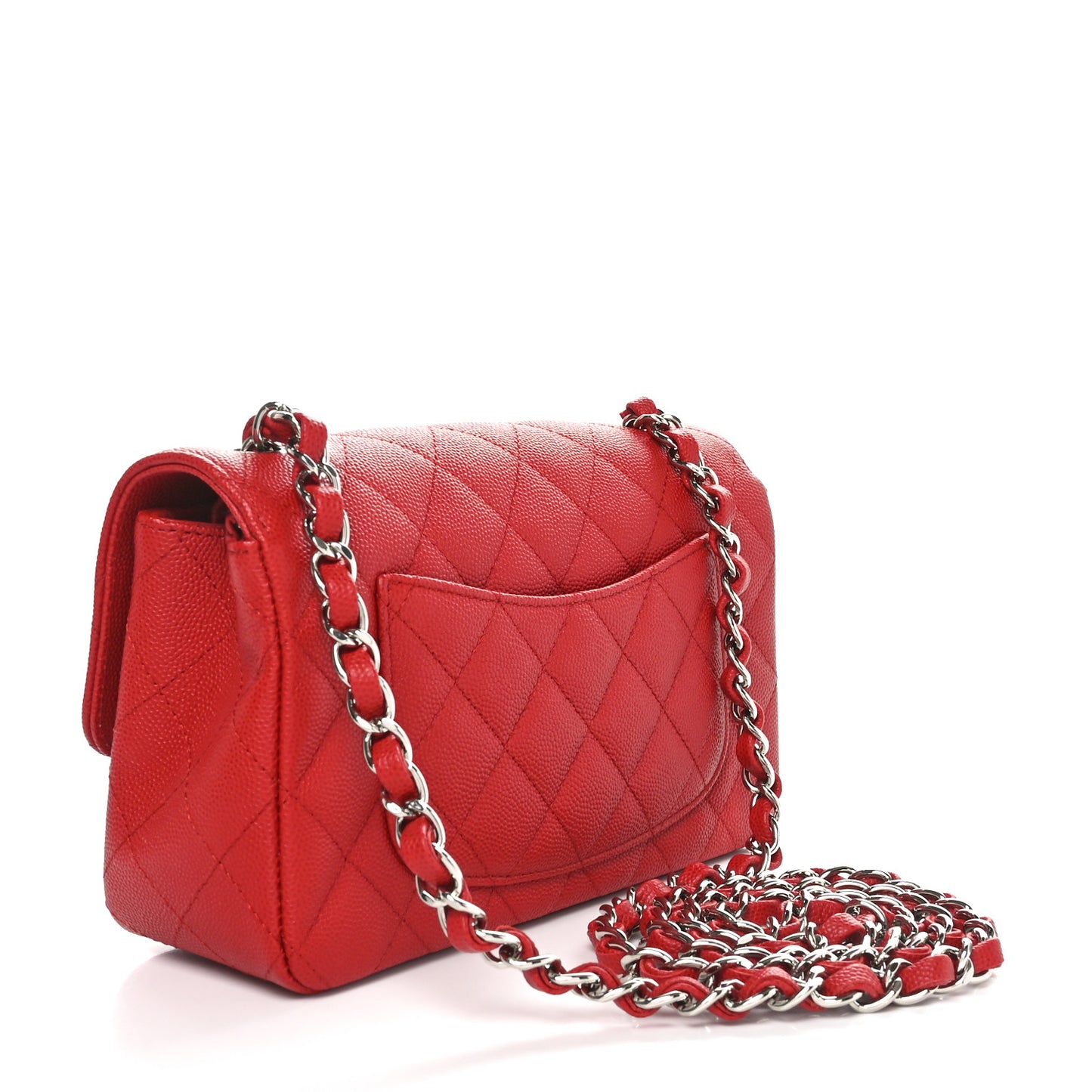 Caviar Quilted Mini Rectangular Flap Red
