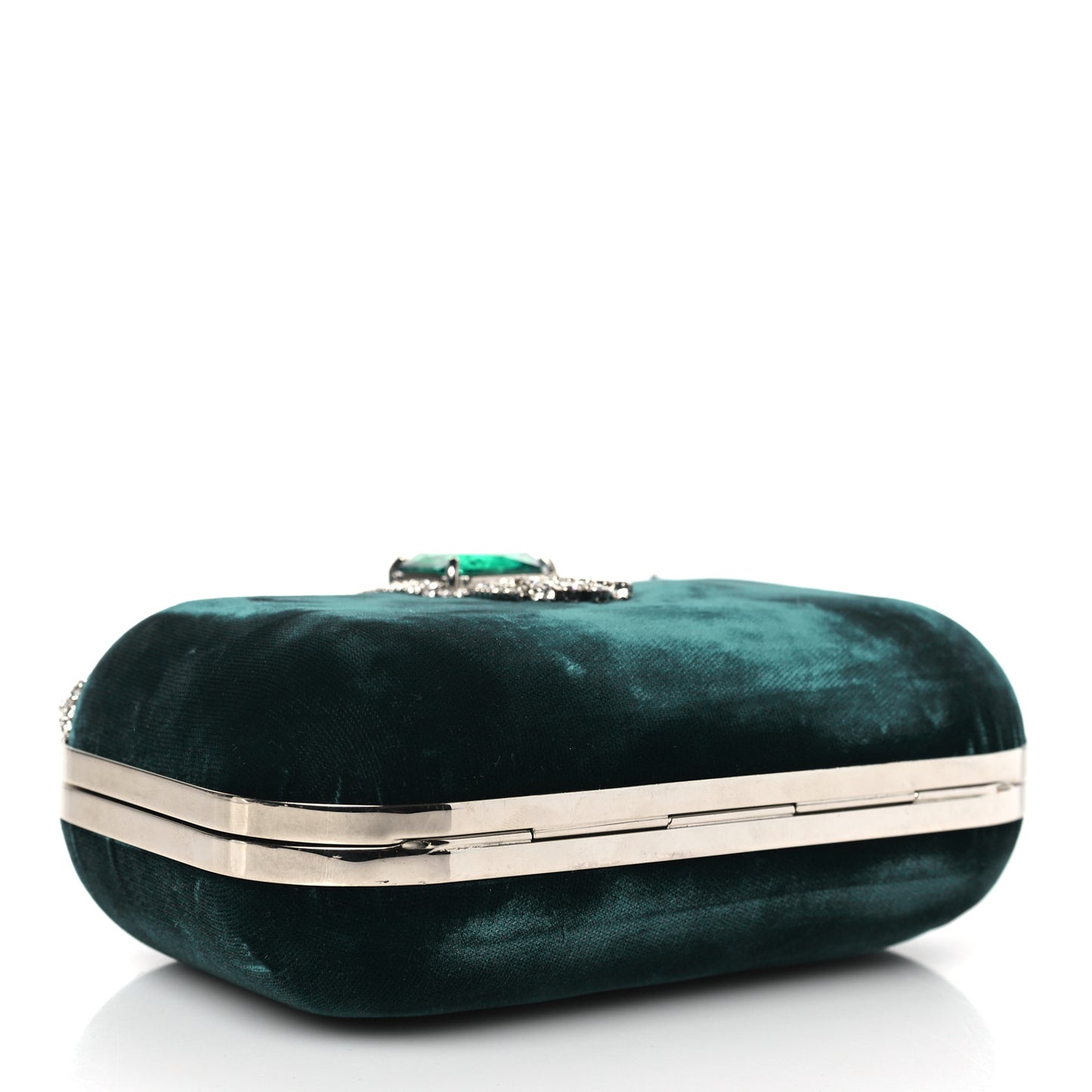 Velvet Embellished Cloud Clutch Green