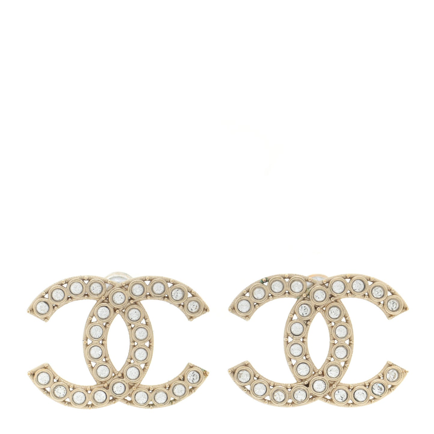 Crystal CC Large Stud Earrings Gold