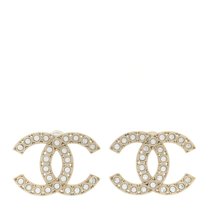 Chanel Crystal CC Large Stud Earrings Gold 1 of 5