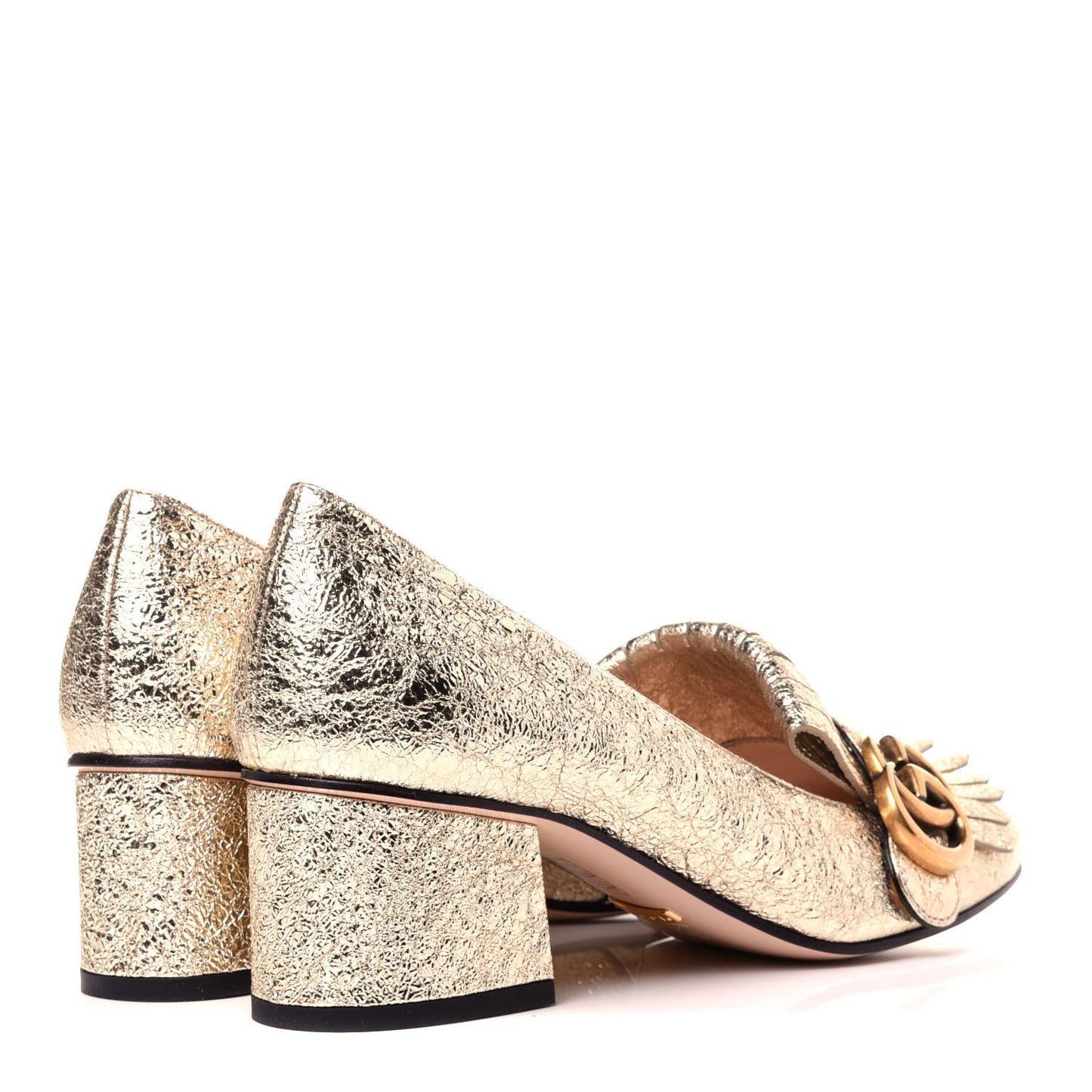 Galassia GG Marmont Fringe 50mm Loafer Pumps 36.5 Platino