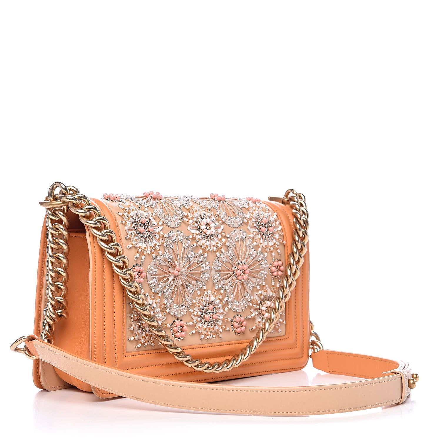 Chanel Lambskin Glass Embroidered Medium Boy Flap Apricot 3 of 13