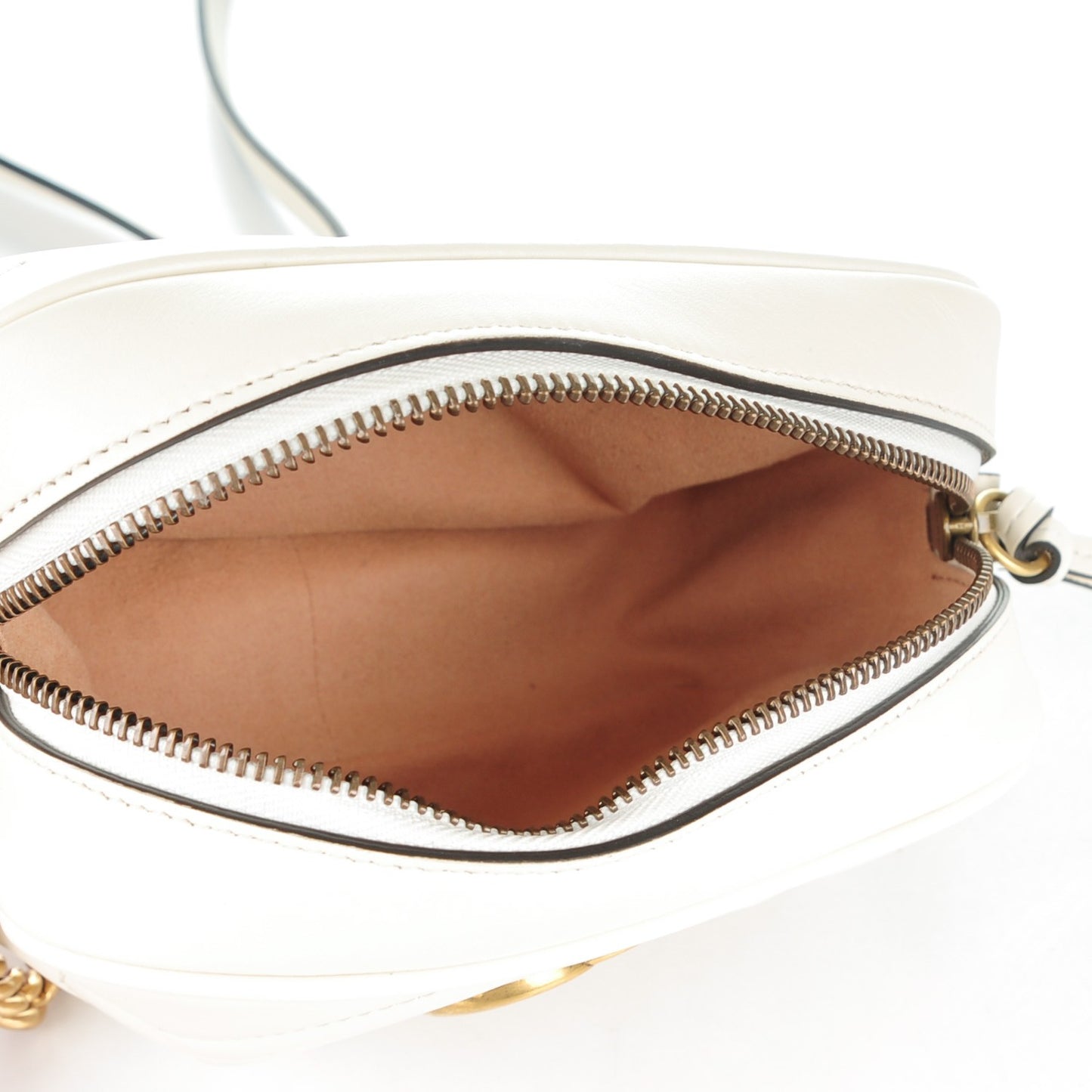 Calfskin Matelasse Mini GG Marmont Chain Shoulder Bag White