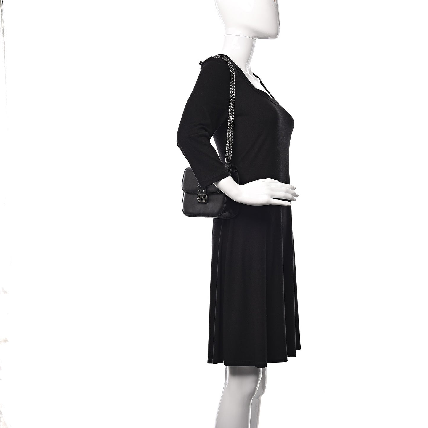 Vitello Mini Glam Lock Rockstud Flap Black
