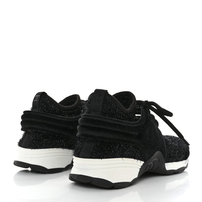 Chanel Stretched Fabric Velvet CC Womens Sneakers Black 4 of 7