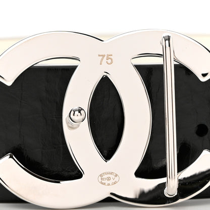 Chanel Patent Calfskin CC Reversible Belt 75 30 Black White 5 of 5