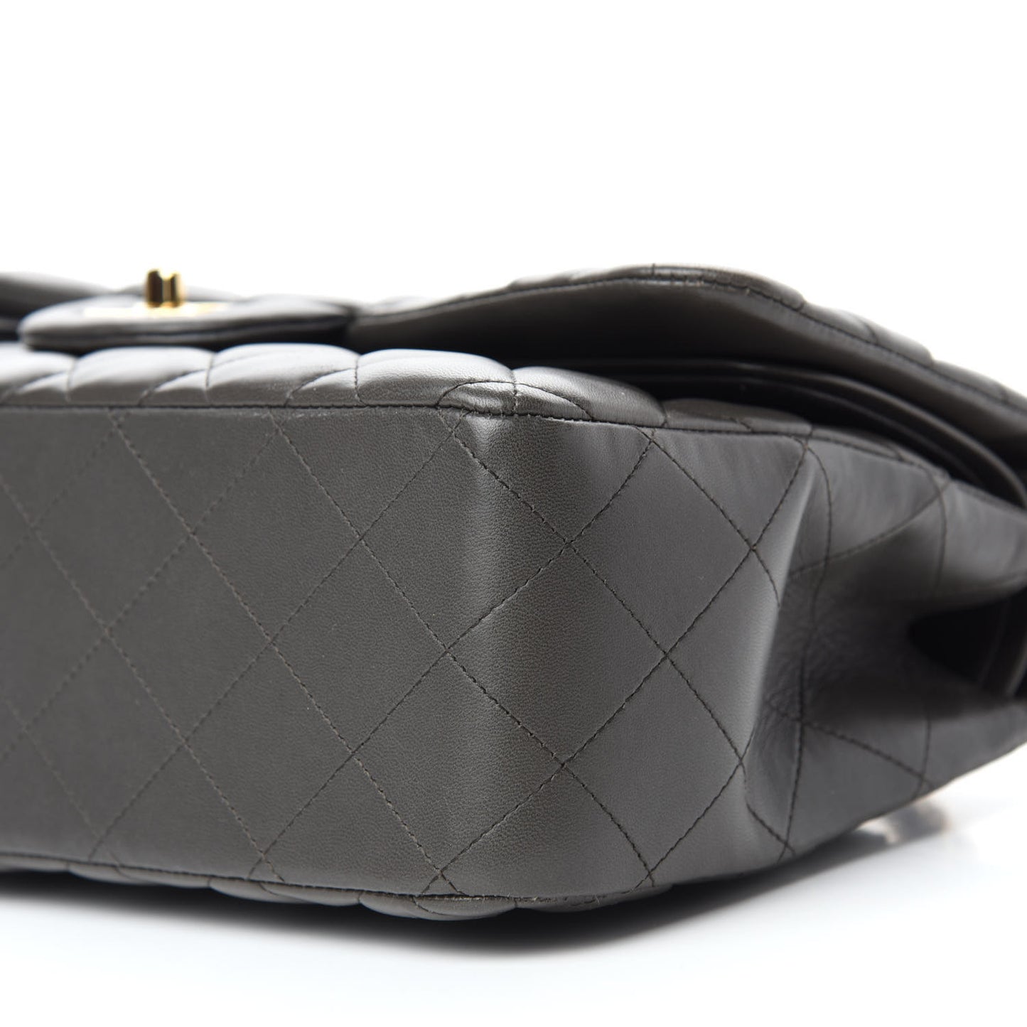 Lambskin Quilted Jumbo Double Flap Grey