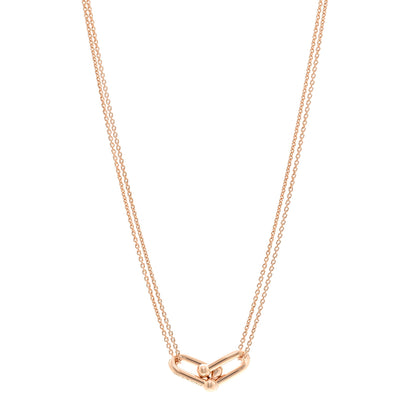 Tiffany 18K Rose Gold HardWear Double Link Pendant Necklace 1 of 6