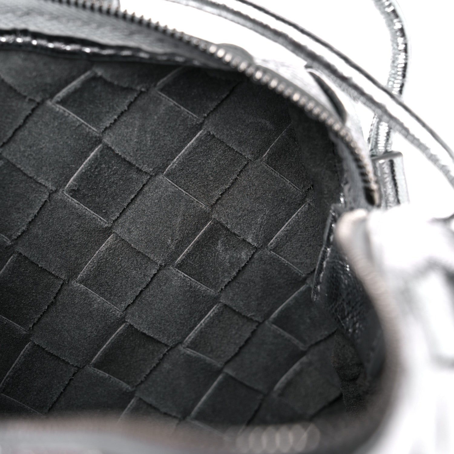 Bottega Veneta Metallic Calfskin Intrecciato Mini Loop Camera Bag Silver 9 of 10