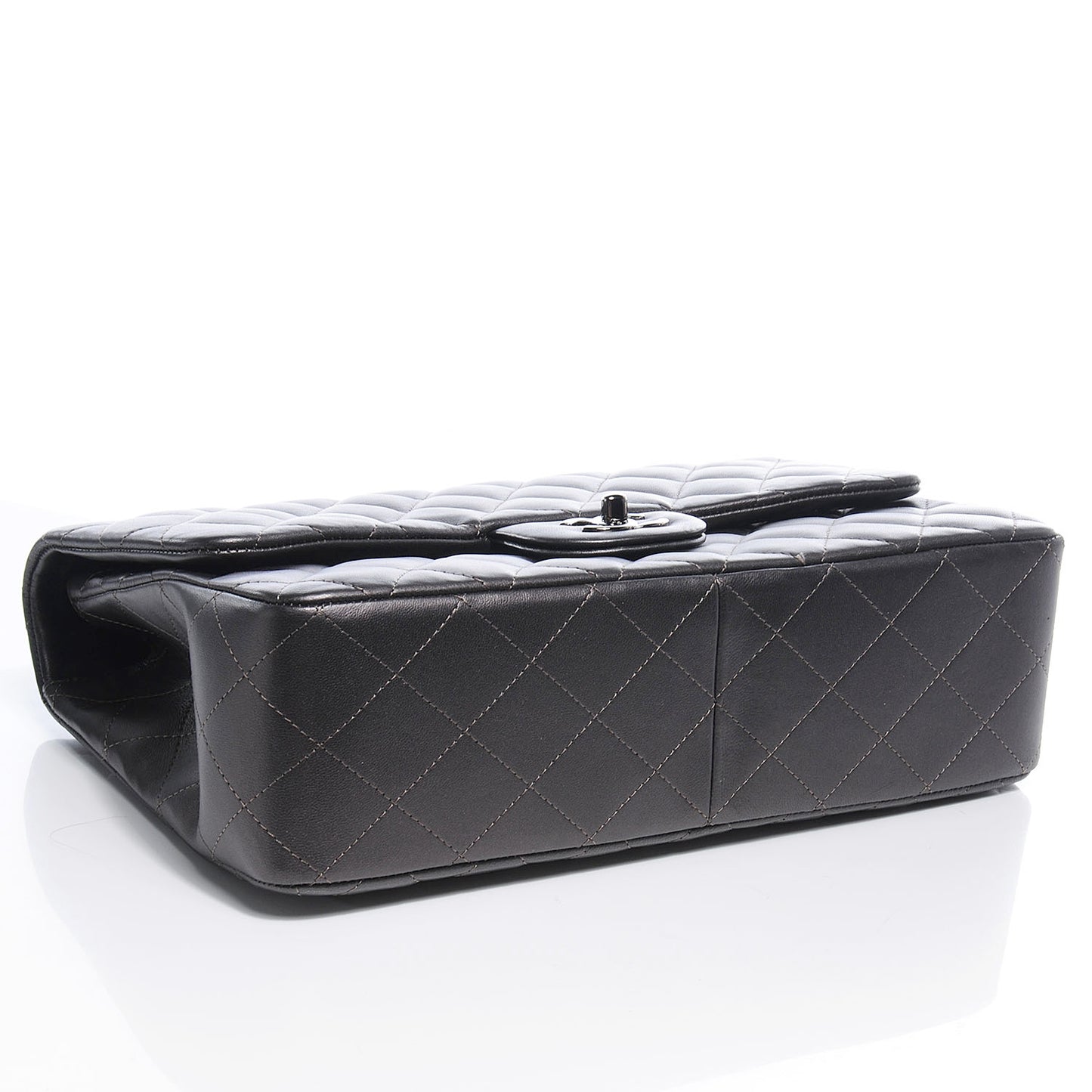 Lambskin Quilted Jumbo Single Flap Dark Metallic Grey