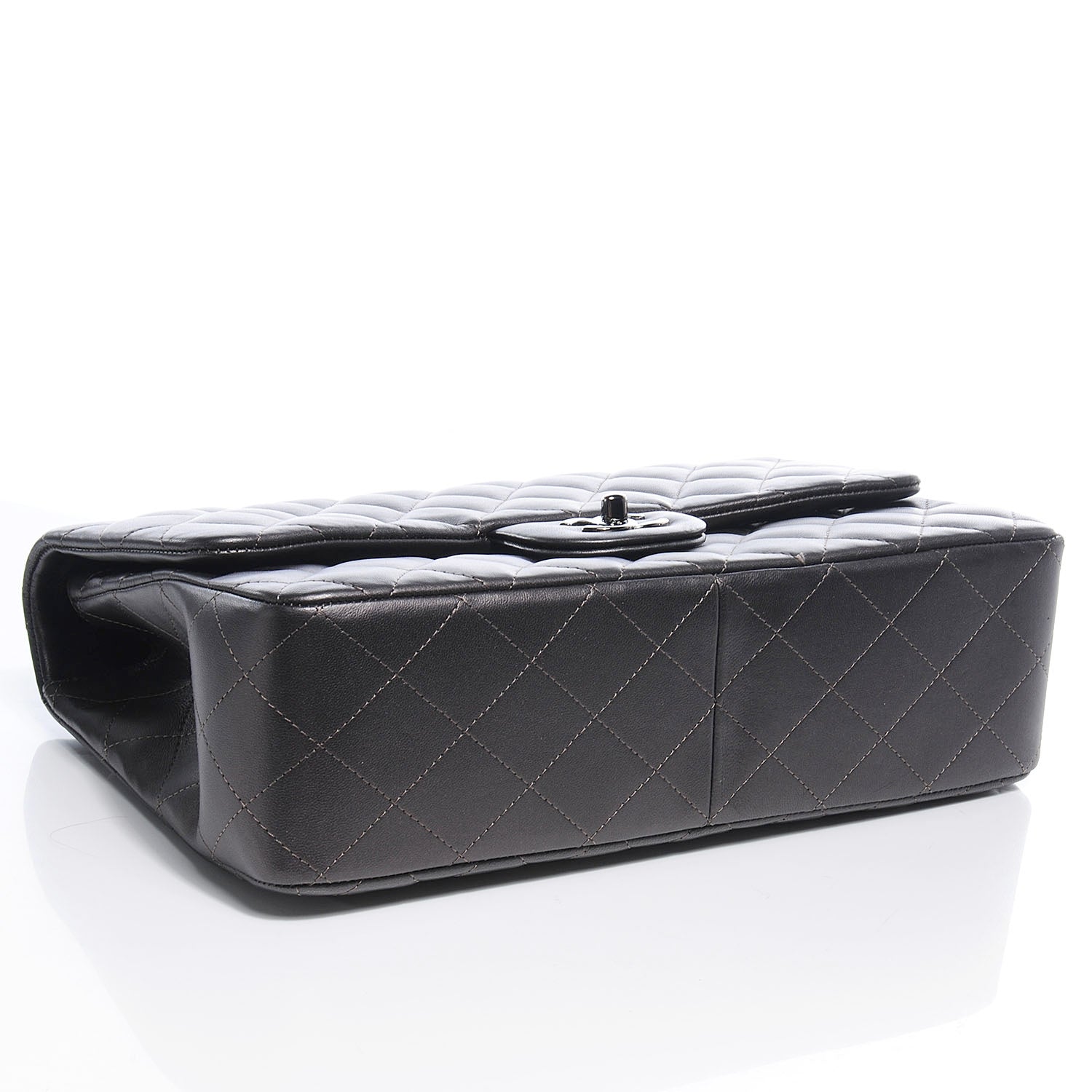 Chanel Lambskin Quilted Jumbo Single Flap Dark Metallic Grey 4 of 9